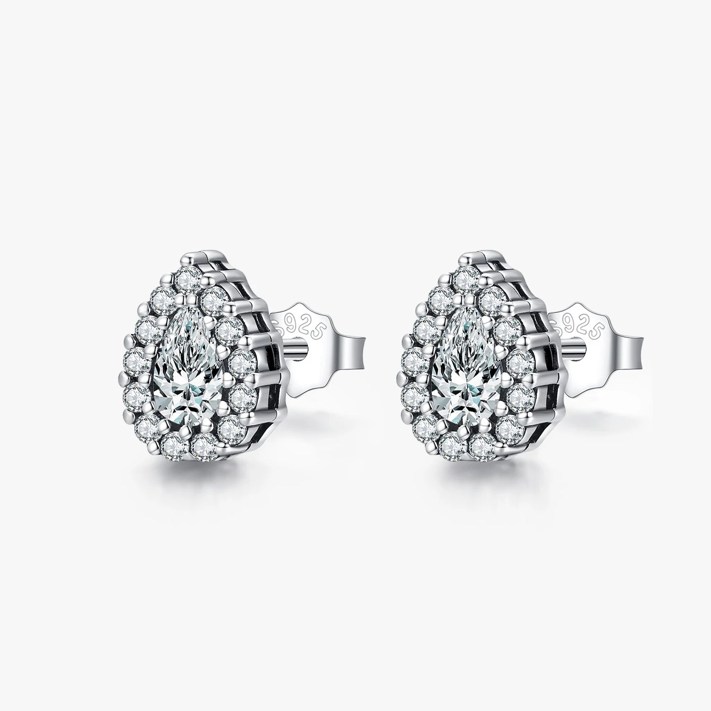 Real 925 Sterling Silver Luxury Stud Earrings for Women Water Drop Sparkle Zircon Ear Stud Wedding Engagement Jewelry