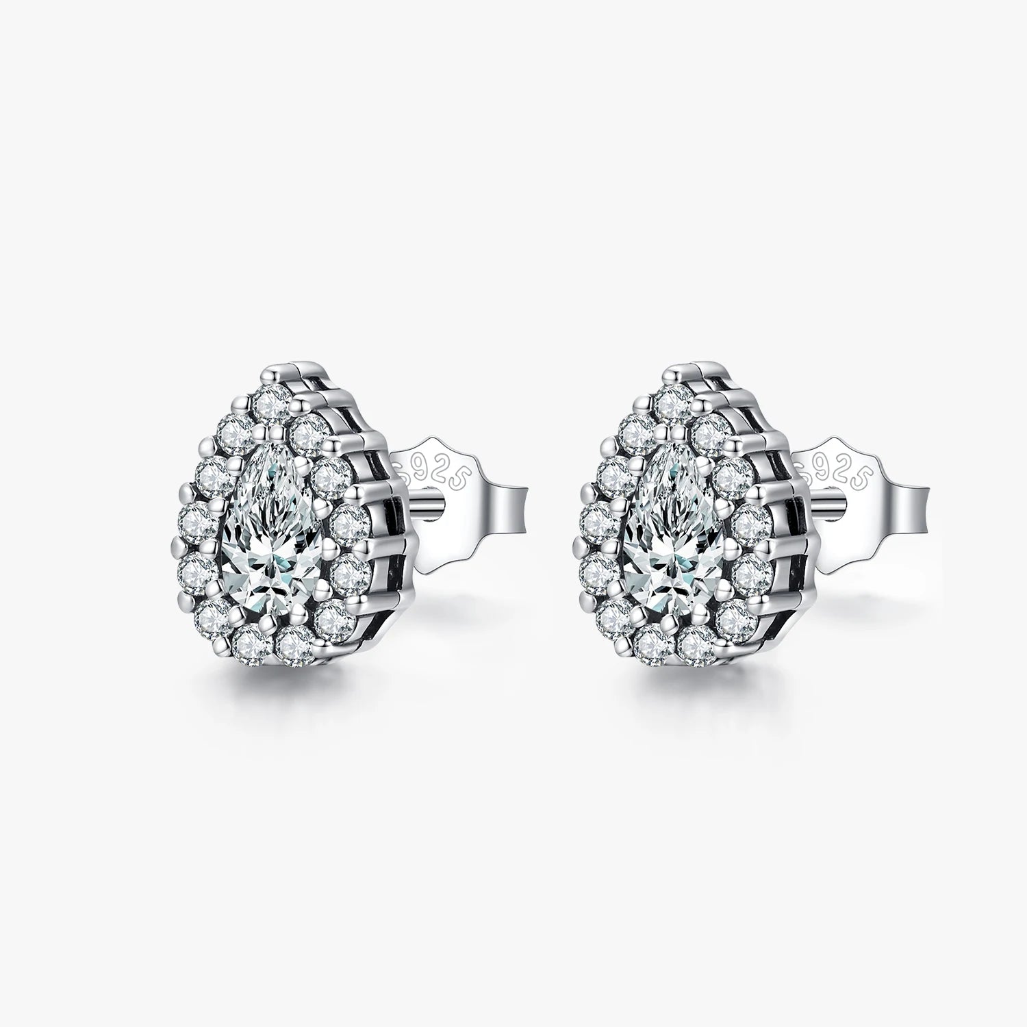 Real 925 Sterling Silver Luxury Stud Earrings for Women Water Drop Sparkle Zircon Ear Stud Wedding Engagement Jewelry