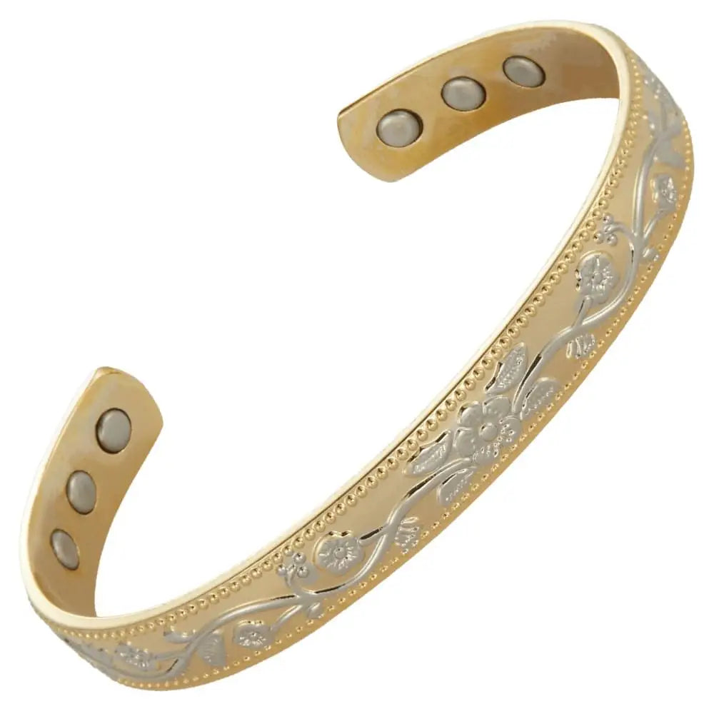 Hot Black Antistatic Healing Magnetic Therapy Copper Bangle Fashion Cuff Bracelet Blood Pressure Monitoring Features 14K Gold