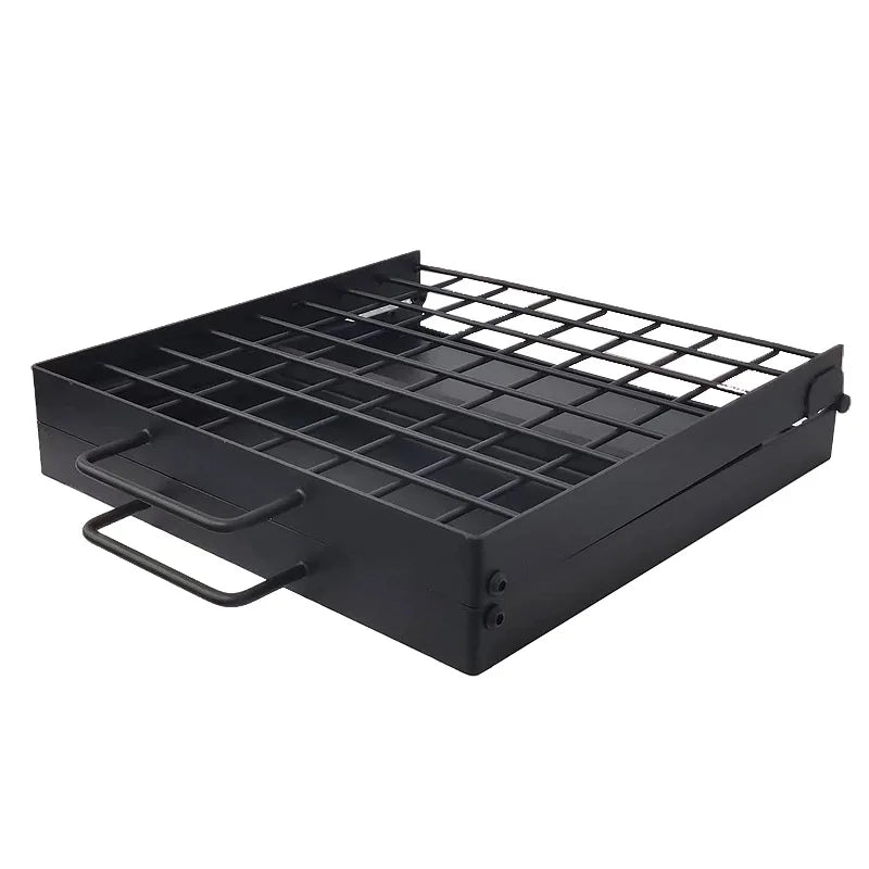 Carbon Steel Modern Briefcase Rotating Grill Net Non-Stick Surface for Picnic Camping Powder Coated Food Grade Camping Gear