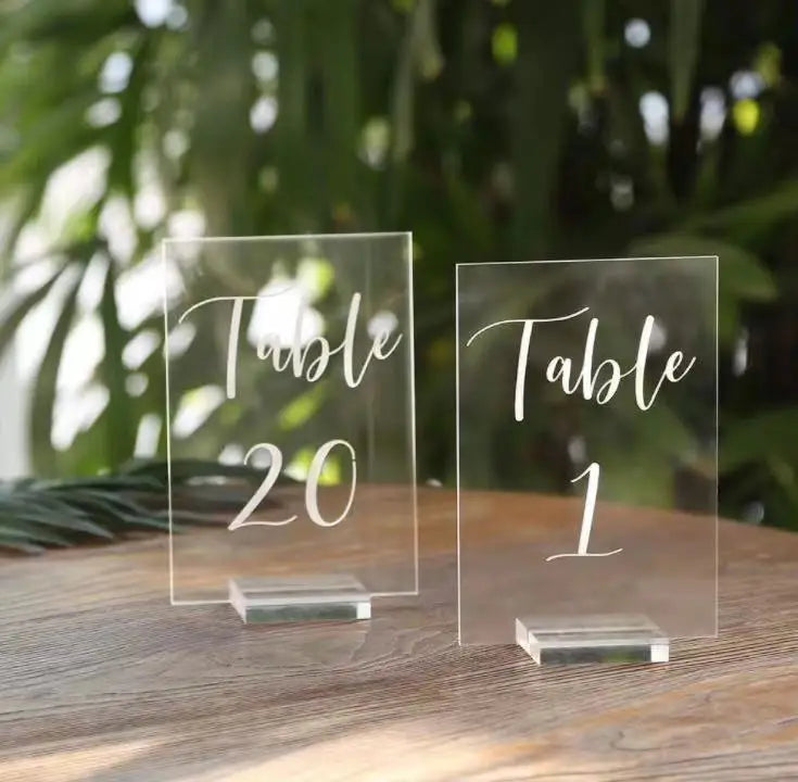 Wedding Table Numbers with Stands  5x7 Acrylic Signs and HoldersPerfect for Acrylic Weeding Stand