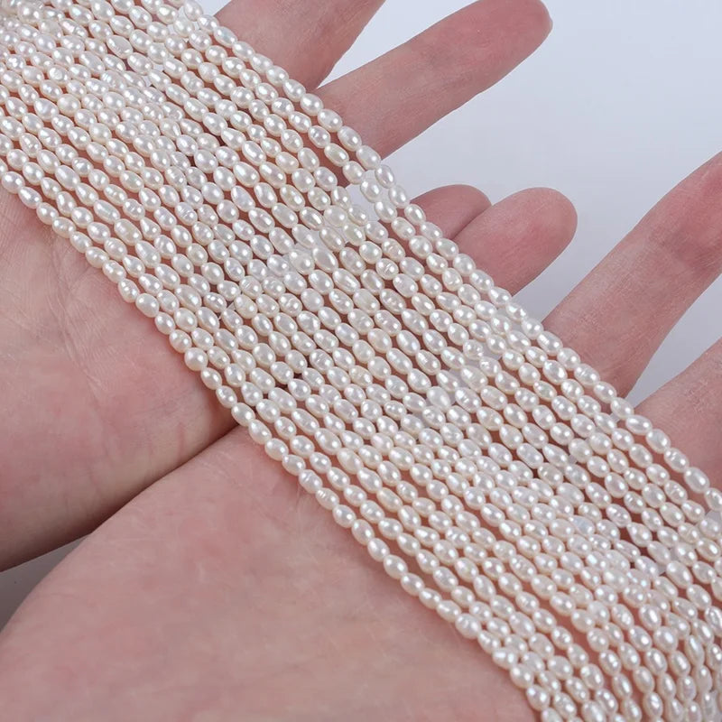 2.5-3mm Natural White Color Rice Pearl Strand Loose Freshwater Pearls Beads
