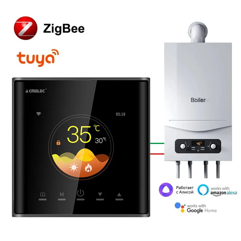 Tuya ZigBee Gas Boiler Thermostat Controller Home Assistant Wifi Intelligent Room Temperature Controller Work with Alexa Goog