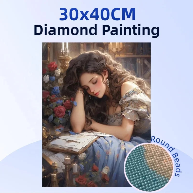 1PC 30x40cm Sleeping Girl Diamond Painting Full Round 5D Acrylic Drill  DIY Modern Diamond Painting Kit for Wall Decoration