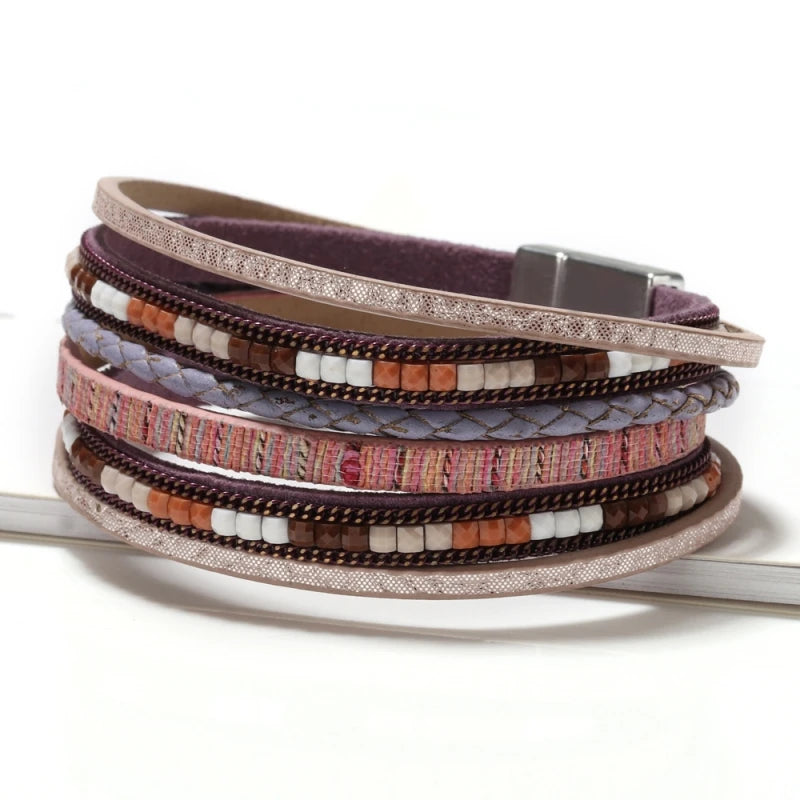 2025 Trendy Leather Wrap Bracelets Boho Multi-Layer Bracelet Leather Cuff Bracelet Jewelry for Women