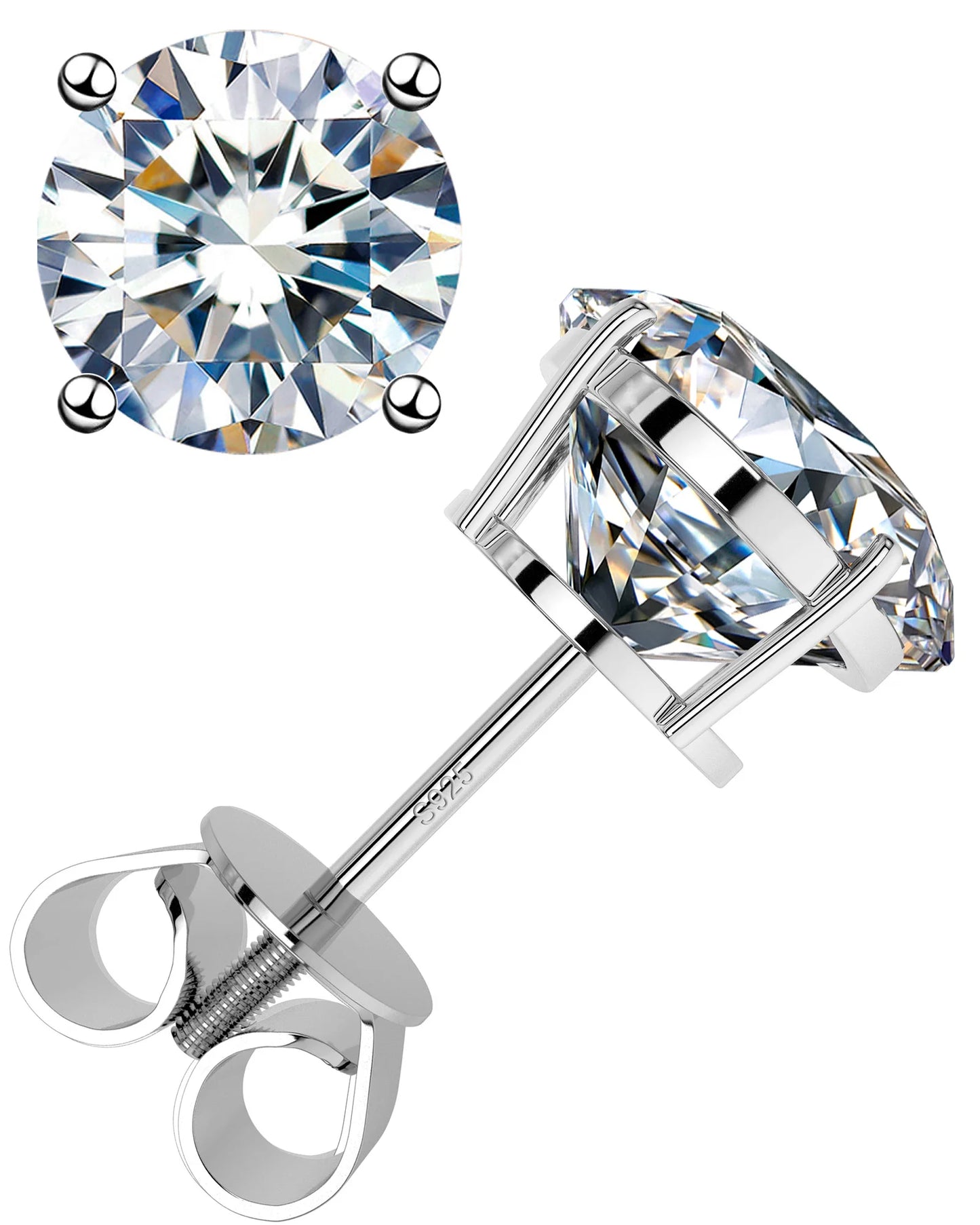 Illuminate Your Presence with Radiant 5mm 925 Sterling Silver Moissanite Ear Studs for Women's Hip Hop Jewelry