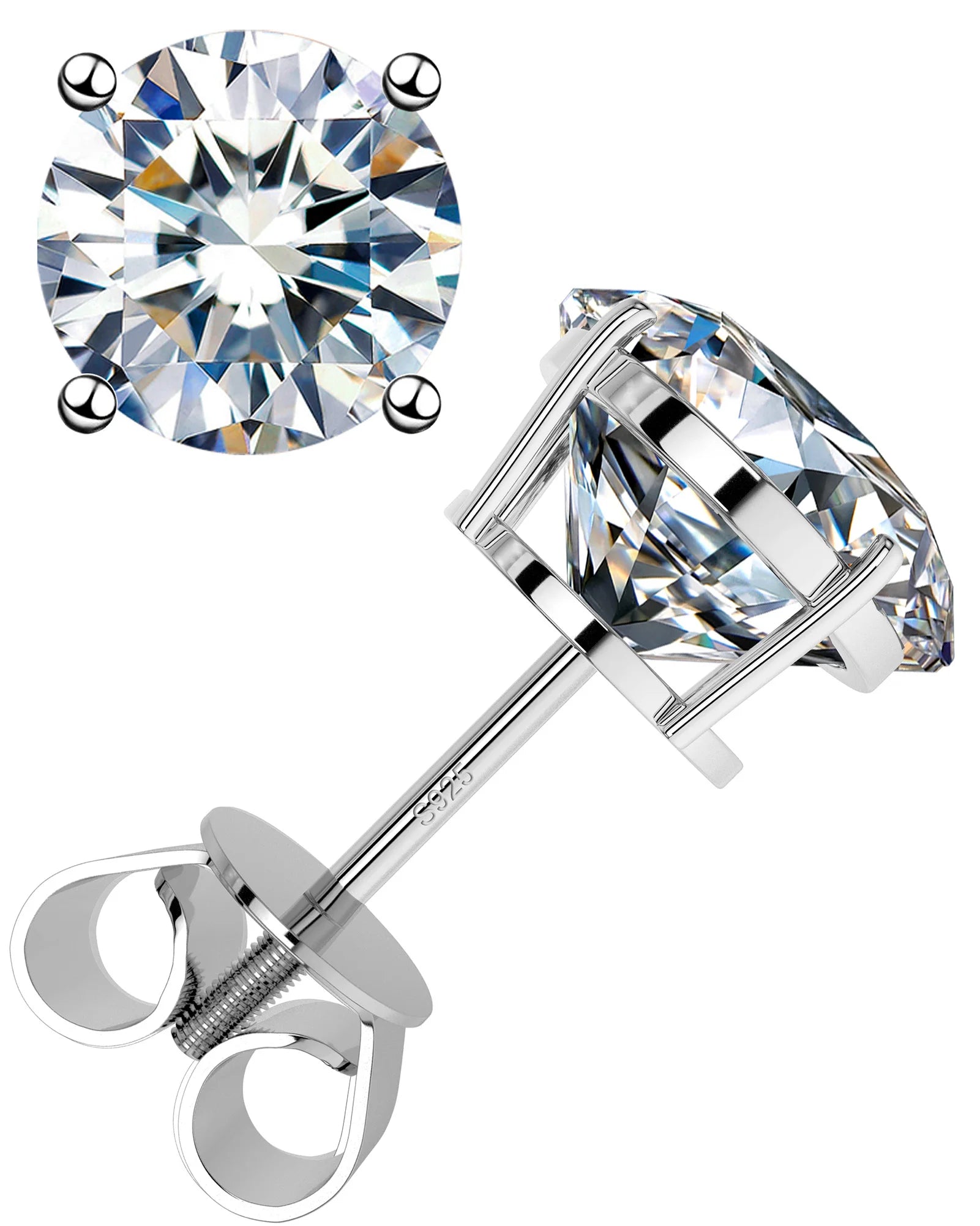 Illuminate Your Presence with Radiant 5mm 925 Sterling Silver Moissanite Ear Studs for Women's Hip Hop Jewelry