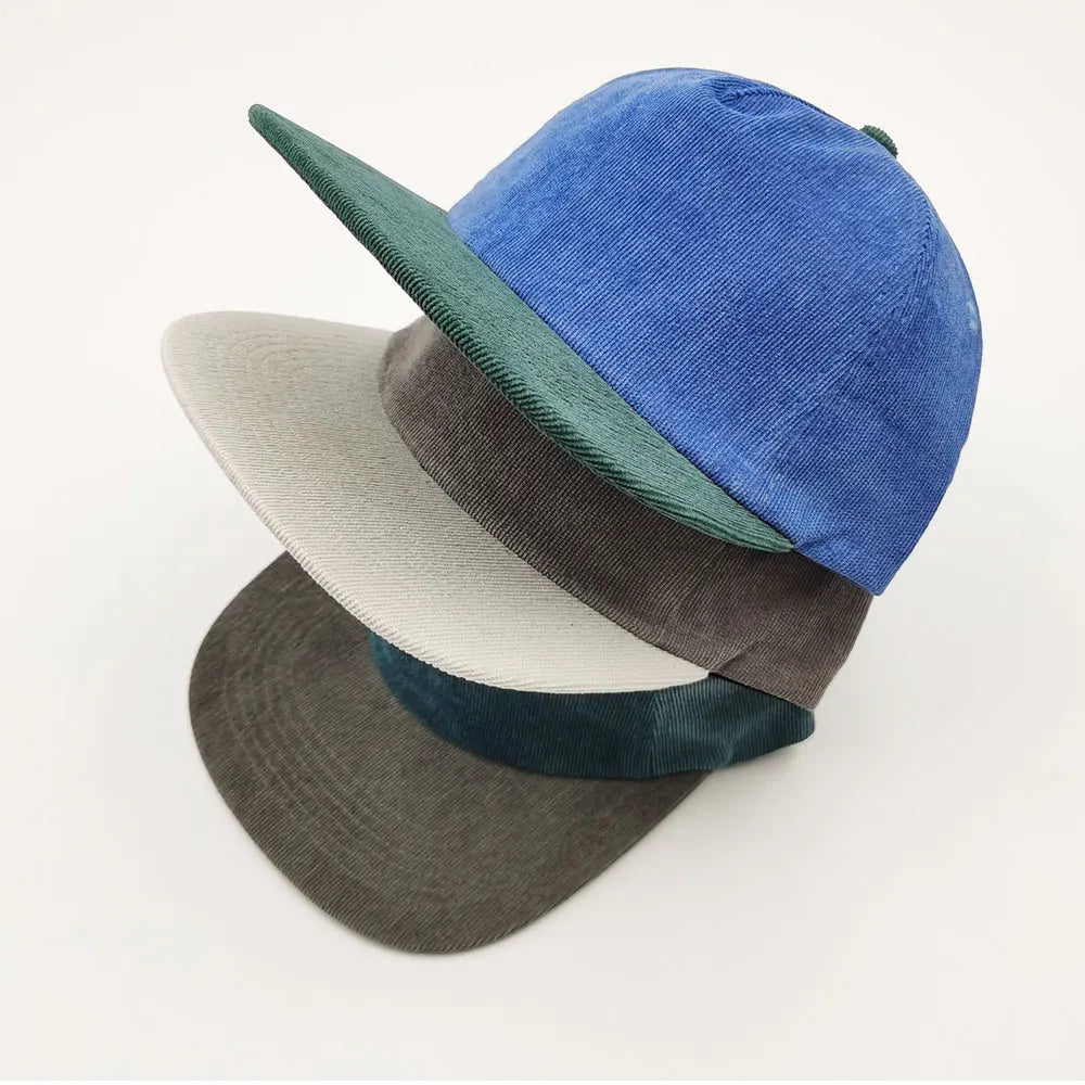 2024 New Design 5 Panel Snapback Hats Custom Fashion Contrast Sport Cap Corduroy Sport Hat