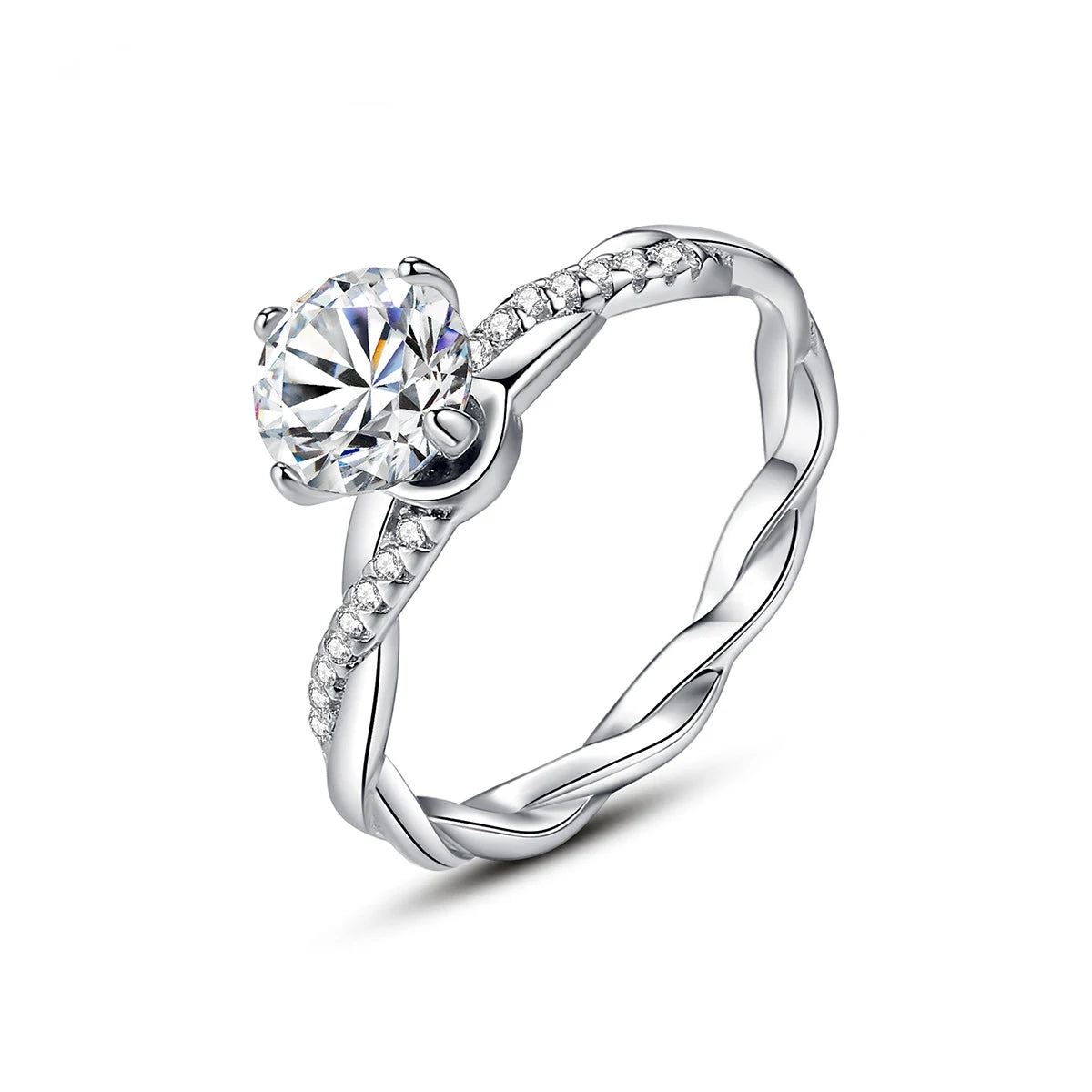 Light Luxury Fine Jewelry Moissanite Rings S925 Sterling Silver Geometric Cross Twist Diamond Ring