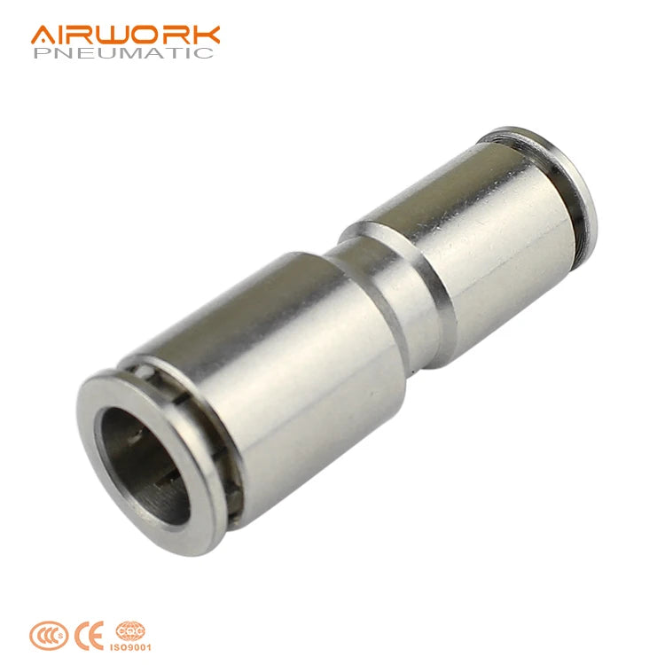 PG Brass Plated Forged Hose Connector Mechanical Union Straight Reducing Air Gas Push-in Pipe Fitting Storage