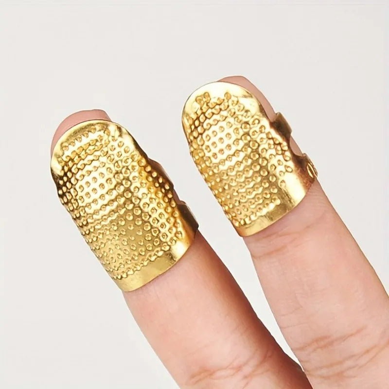 2pcs/set Adjustable Antique Bronze Metal Sewing Thimble Rings Eco-Friendly S/M Sizes Garment Craft Use Finger Protectors Sewi