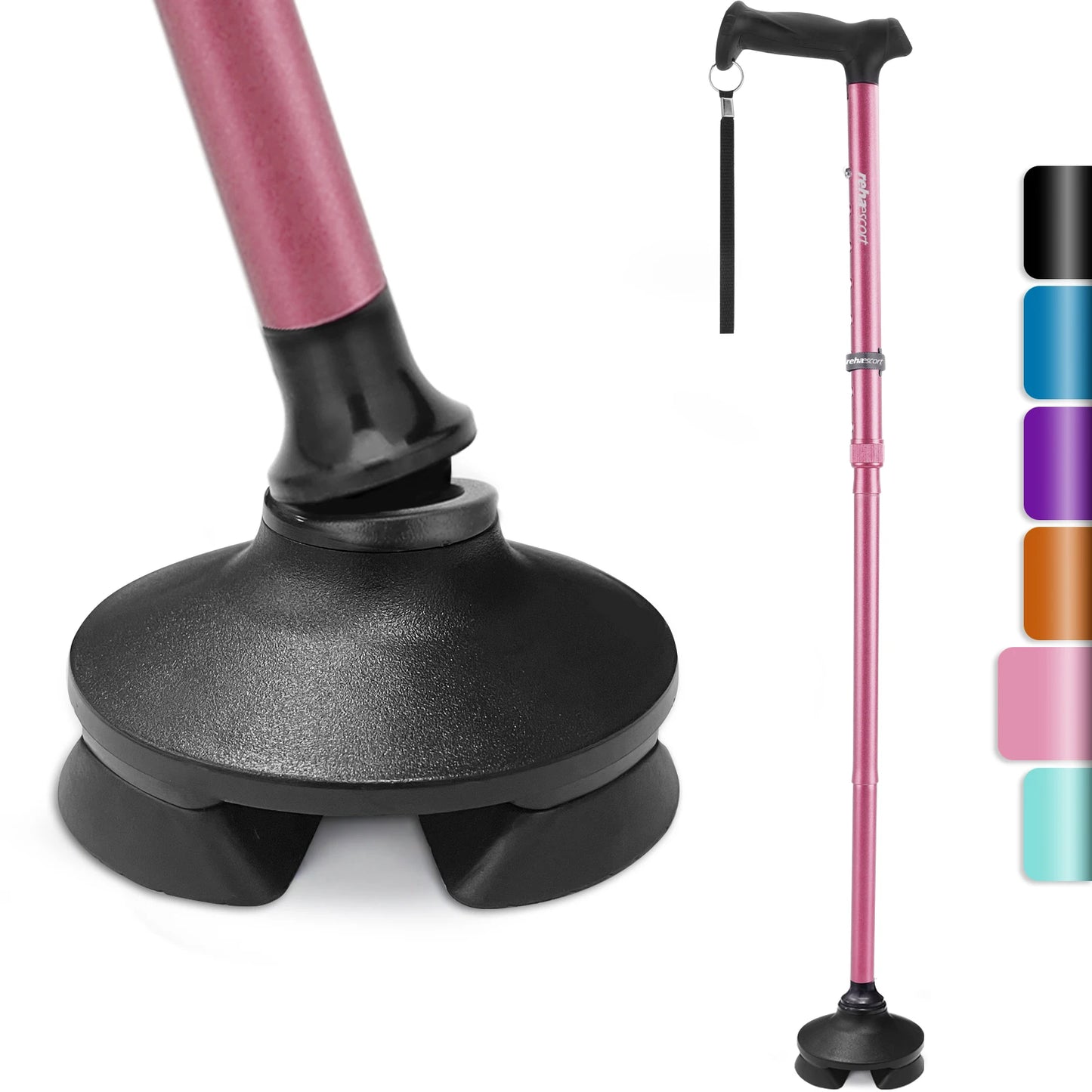 Rehaescort Medical Custom Aluminum Adjustable Folding Walking Cane with Multi-Use Design for Old Men