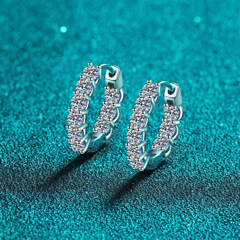 Classic 925 Silver Excellent Cut Total 1.8 Ct Pass Diamond Test D Color Moissanite Wedding Stud Earrings for Women Fine Jewel
