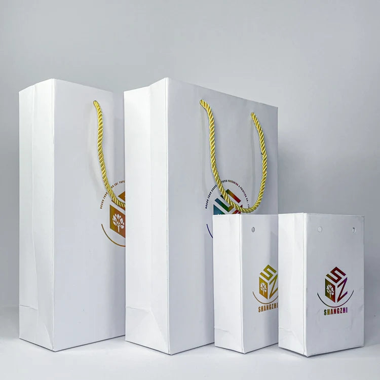 Wholesale Custom Handle Bag Christmas Gift Craft Packaging Paper Bag  With Your Own Logo
