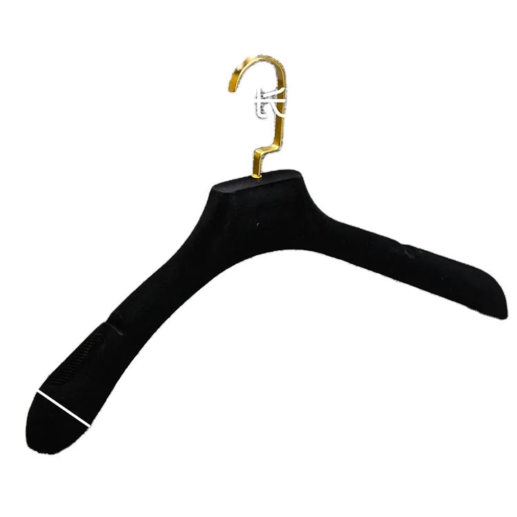 Hot Selling Factory Wholesale Household Supplies Black Plastic Flocking Space Saver Velvet Hangers Non Slip Hangers