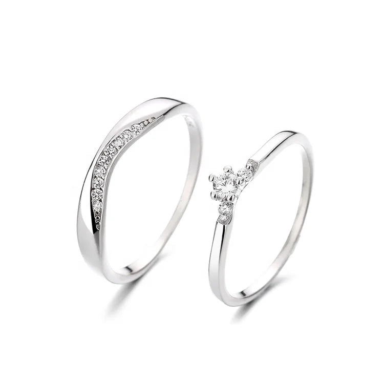 Fine Jewelry Wedding Rings Silver 925 Couple Rings for Men and Women Engagement Rings Jewelry