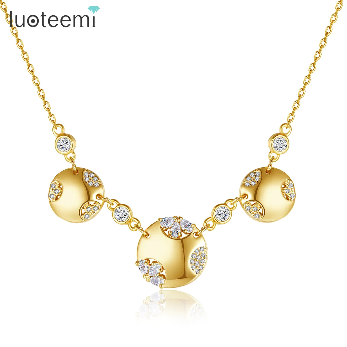 LUOTEEMI Dainty Charm Pendant Small Boho Trendy 14K Cute Chain Designer Woman Trending Gold Chunky Necklace