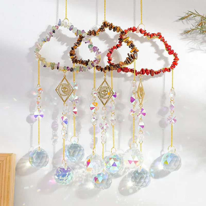 Cloud Crystal Sun Catcher Colorful DIY Gravel Stone Window Hanging Suncatcher Rainbow Maker Home Garden Outdoor Decor