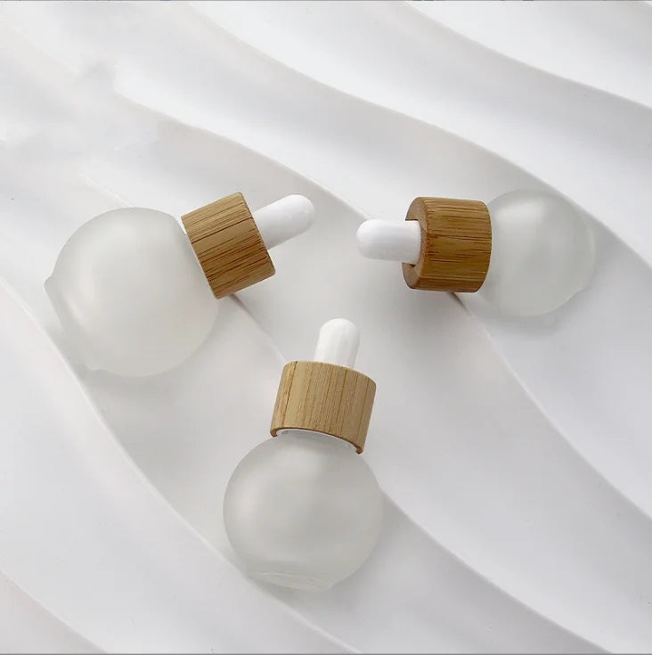 Mini Round Glass Ball Shape 10ml 20ml 30ml 50ml Volume for Essential Oil Essence Liquid Face Cream Frosted Dropper Bottle