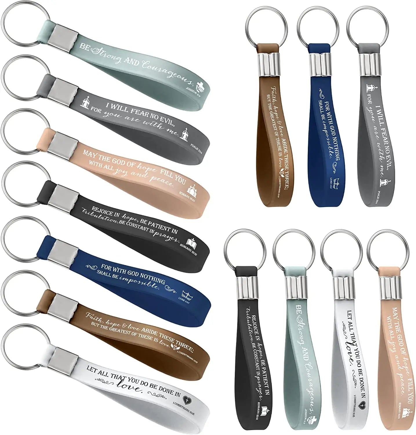 Custom Logo Inspirational Quote Keychains Motivational Bible Verse Sign Silicone Wristband Christmas for Women Men Party Gift