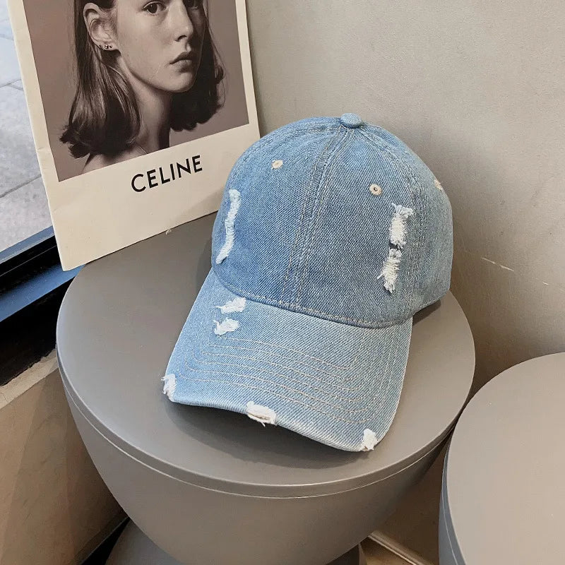 Custom Embroidery Logo Vintage Washed Denim Baseball Cap Blank Dad Hat Common Fabric Unisex
