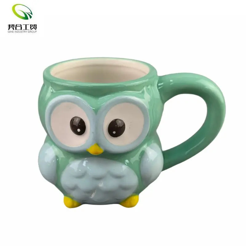 Owl Mug 3D Shaped Hand-painted Ceramic Owl Coffee Cup Vintage Porcelain Milk Tea Mugs in Bulk