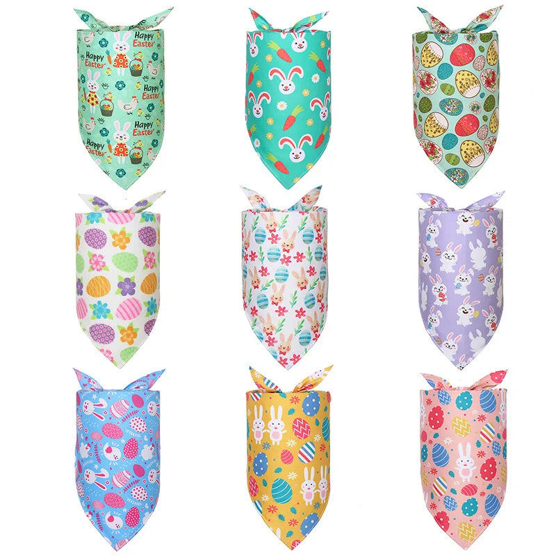 Wholesale Pet Bandana Dog Cat Triangle Bandana Scarf Easter Accessories Rabbit Egg Print
