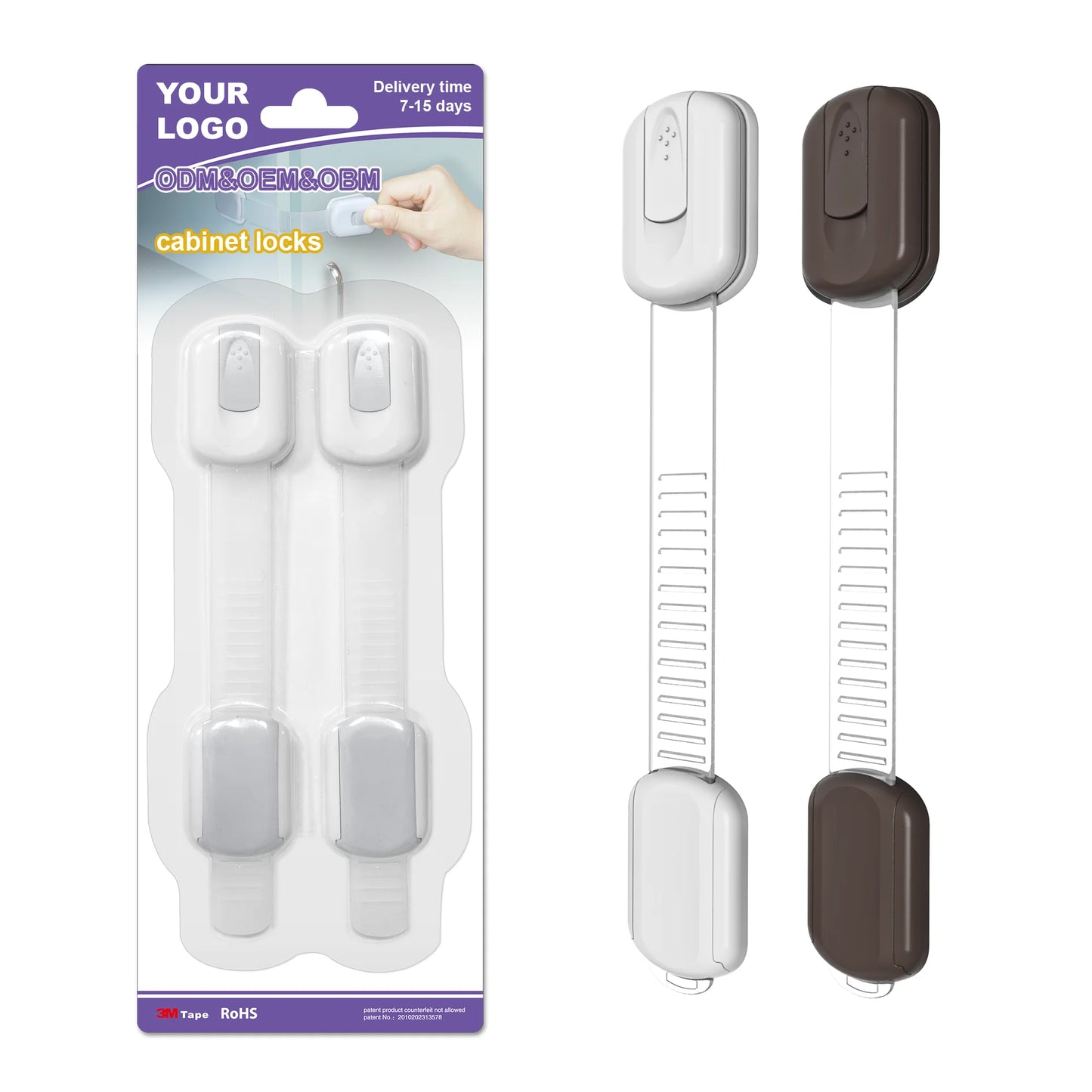 Multifunctional Soft Reach Certified TPE Strap for Cabinets Adjustable Length Lively Puppy Paw Prints Buttons Lock Fridge
