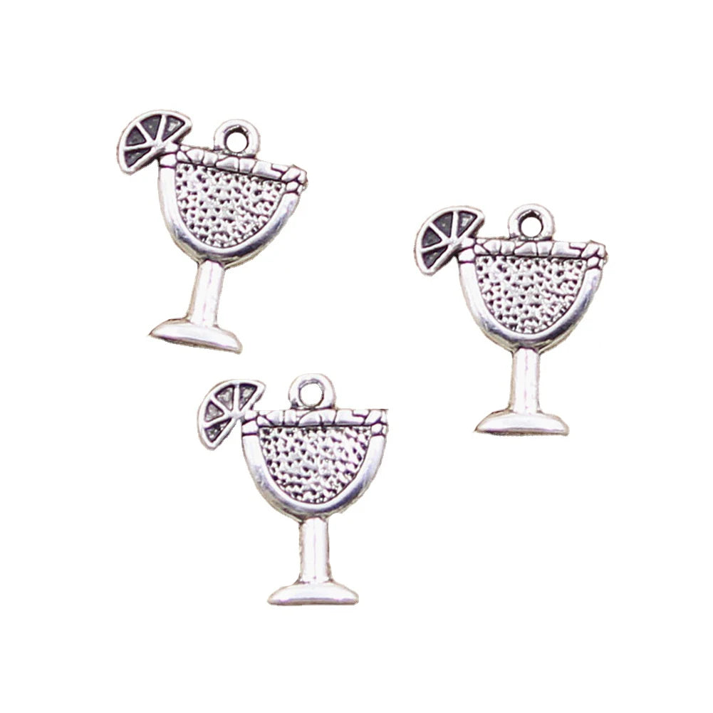 Charms Cold Drink Cup 17x14mm Antique Silver Color Pendants Making DIY Handmade Tibetan Finding Jewelry