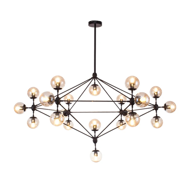 Modern Simple Industrial Wind Hanging Light Black Frame Lamp Bar Island Atmosphere Decorative Chandelier