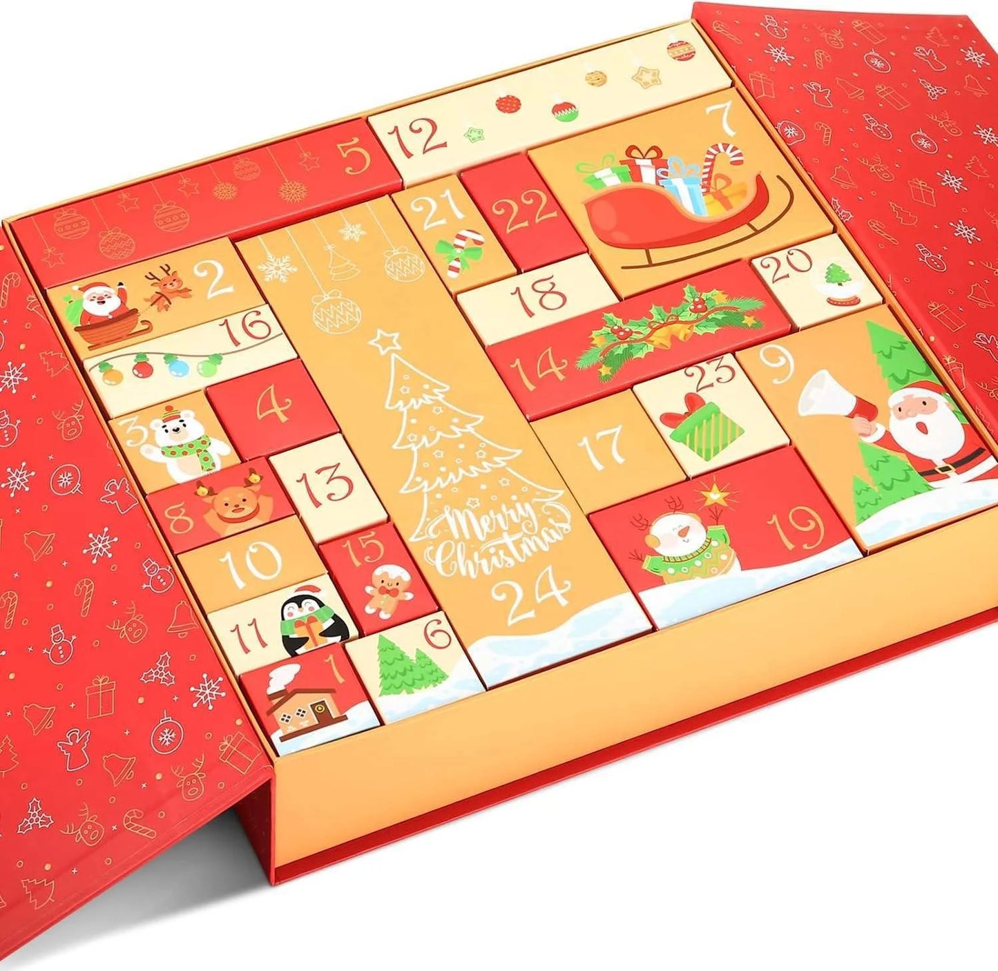 2025 Paper Gift Boxes Wholesale Cardboard Paper Gift Boxes 25 Days Christmas Advent Calendar Box for Chocolate  Beauty Cosmet