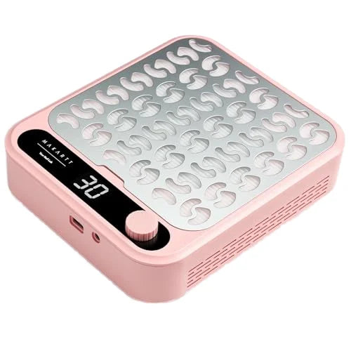 Professional Nail Dust Collector Powerful Suction Pink LED Display Adjustable Speed Reusable Filter for Acrylic Nails