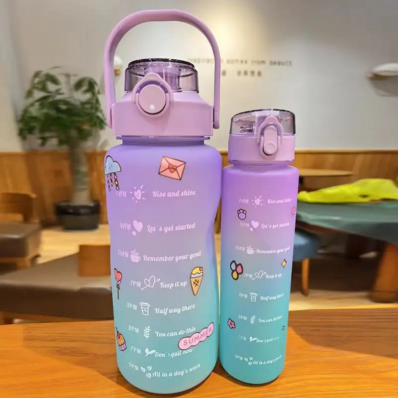 Leakproof BPA Free Plastic Straw Cup Jug Water Bottle with Time Maker