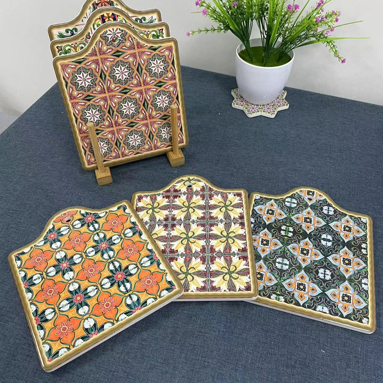 Personalized Custom Print Absorbent Round Ceramic Trivet Sublimation Blank Hot Pot Mat Large Size Coasters