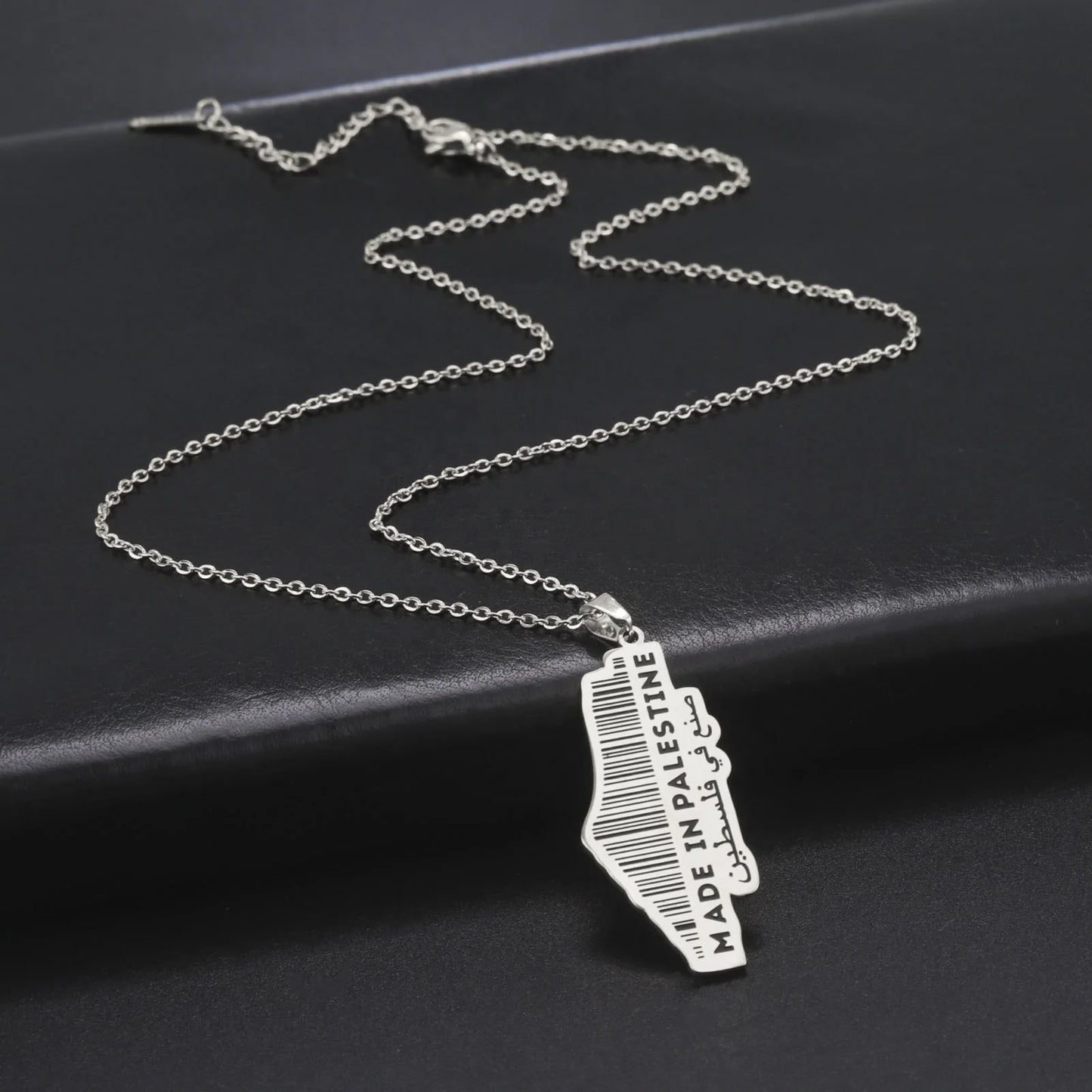 Palestine QR Code Pendant Stainless Steel Necklace for Women Men Vintage Creative Chain Necklace Jewelry Gift Wholesale