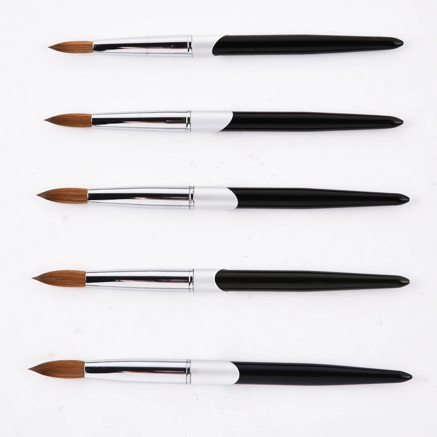100% Kolinsky Hair Bristles Crimped Shaped Acrylic Nail Brushes Art Manicure Tool Size 8 10 12 14 16