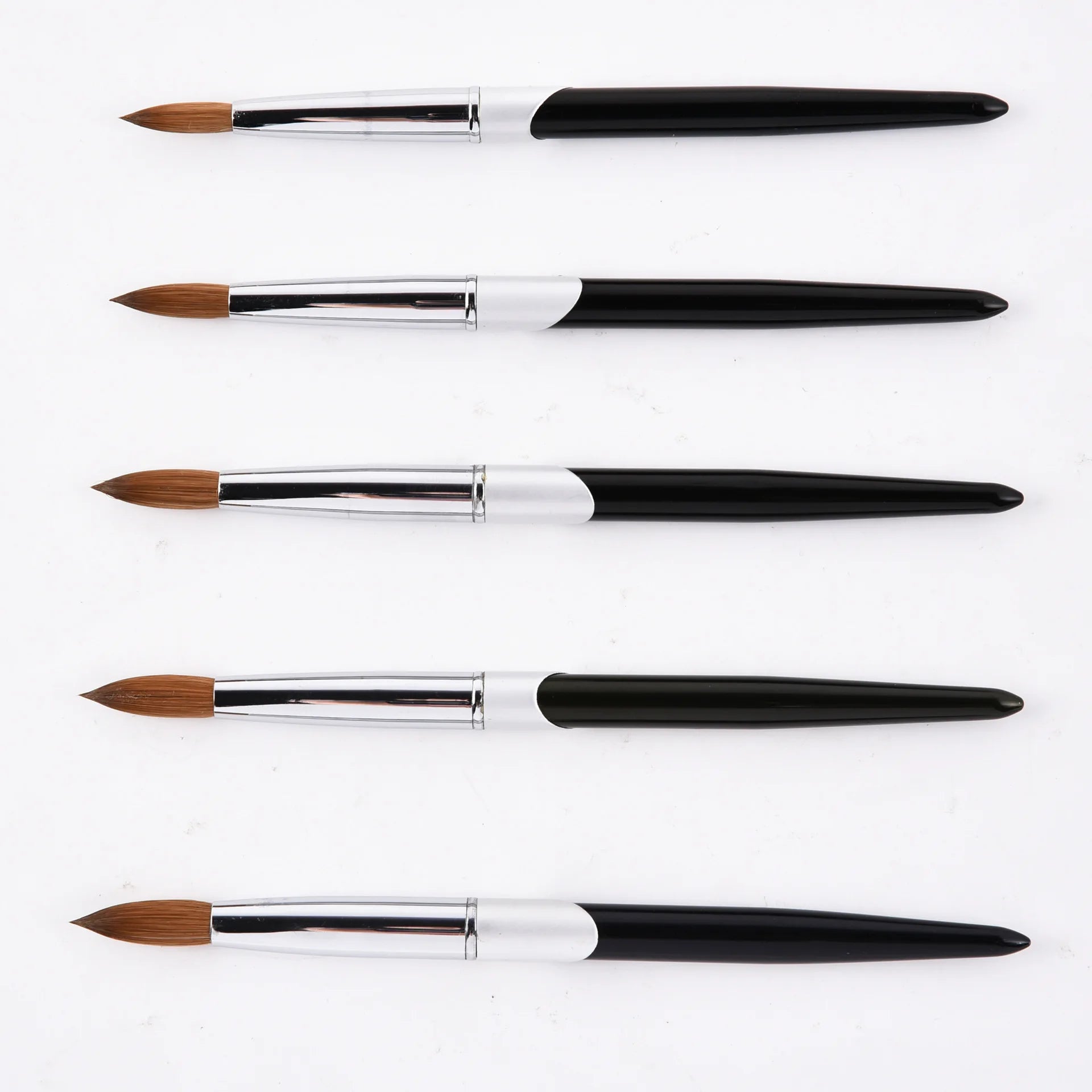 100% Kolinsky Hair Bristles Crimped Shaped Acrylic Nail Brushes Art Manicure Tool Size 8 10 12 14 16