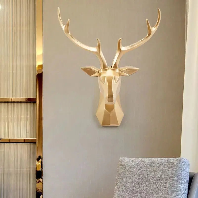 50*58cm  2024 Deer Head Crafts 3D Iron Wall Decoration Room Decoration Modern Light Luxury Living Room Sofa Background