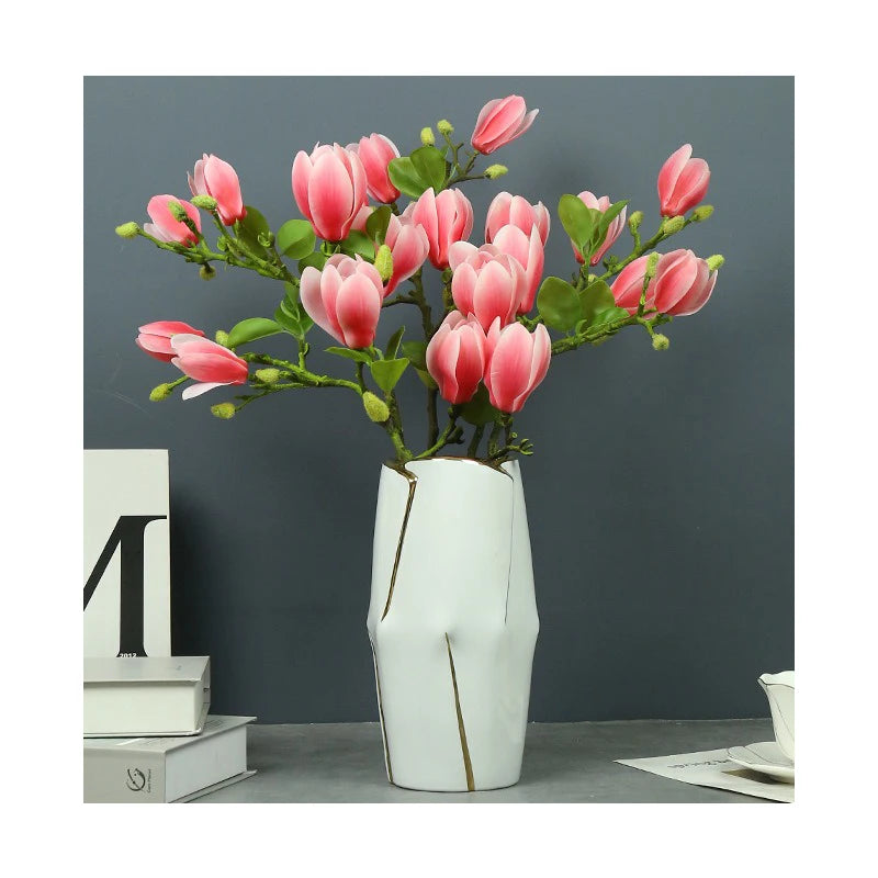 Hot Selling Artificial Plastic Silk 4 Heads Magnolias Decorative Flower Artificial Magnolias Flowers