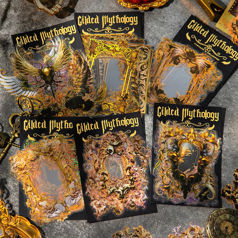 10pcs/pack PET Stickers Gilt Myth Series Retro Stamping Handbook Decoration Material