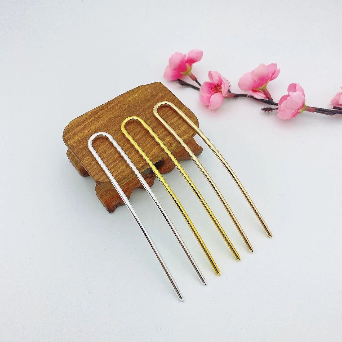 2 Prongs 10cm Metal Updo Chignon Big Size Bobby Pins Chop Sticks Colorful Plated Gold Silver Bronze U Shaped Hair Fork Hairpi