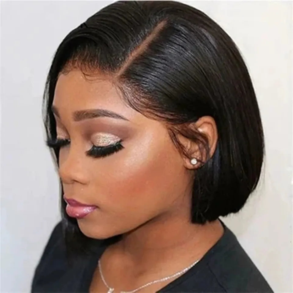 Cheap Wholesale Straight Short Bob Cut 180%Density 13X4 HD Full Lace Frontal Human Hair Wigs Preplucked Double Drawn