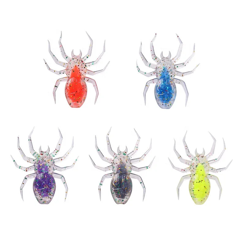 DN 40mm 1.3g 5 Colors Soft Spider Bait Lures Tpr Soft Plastic Fishing Lure 10pcs/box Fishing Lure Set with Jig Head Hook