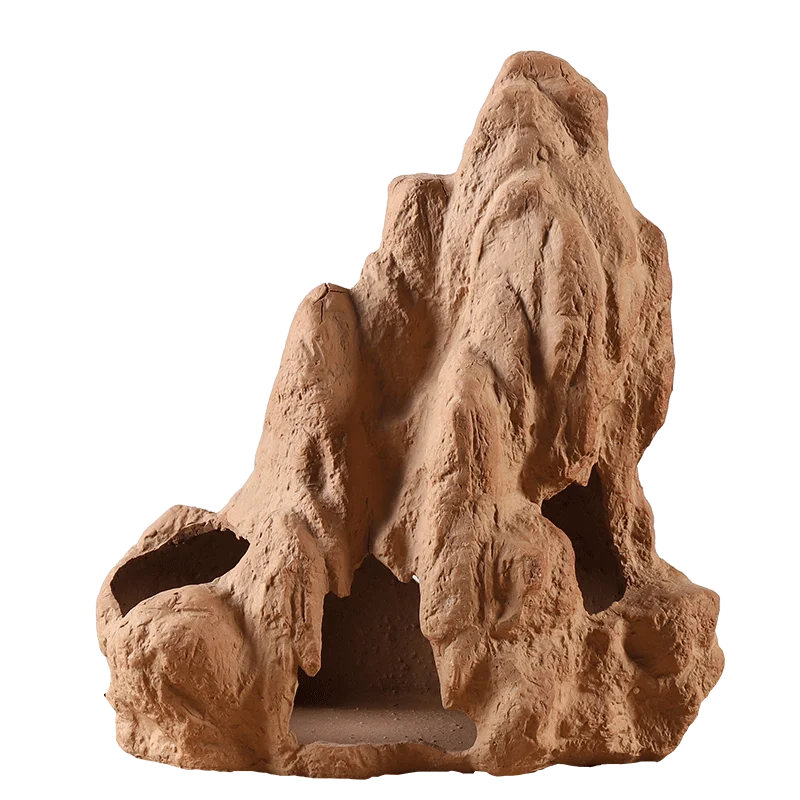 Red Ceramics Fish Shrimp Shelter Home Tree Trunk Hiding Cave for Aquarium