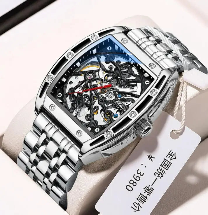 MECHANICAL WATCH CHENXI Barrel Hollow Automatic Mechanical Watch Men's Cross-border Foreign Trade Live Luminous Factory