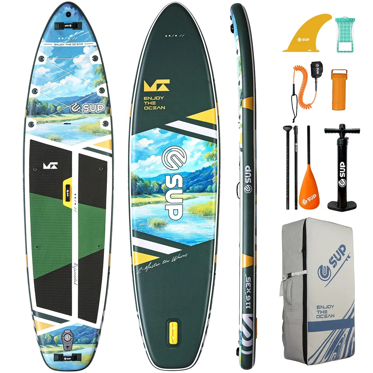 Easy Carry E-SUP Longboard Stand-Up Paddle Board for Water Sports Yoga Soft Drop Stitch Material for Surfing Water Play