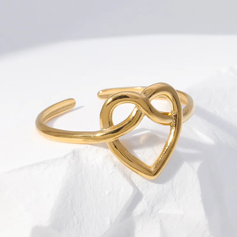 BM Jewelry Manufacturer Wholesale love Stainless Steel Open Adjustable Heart Ring