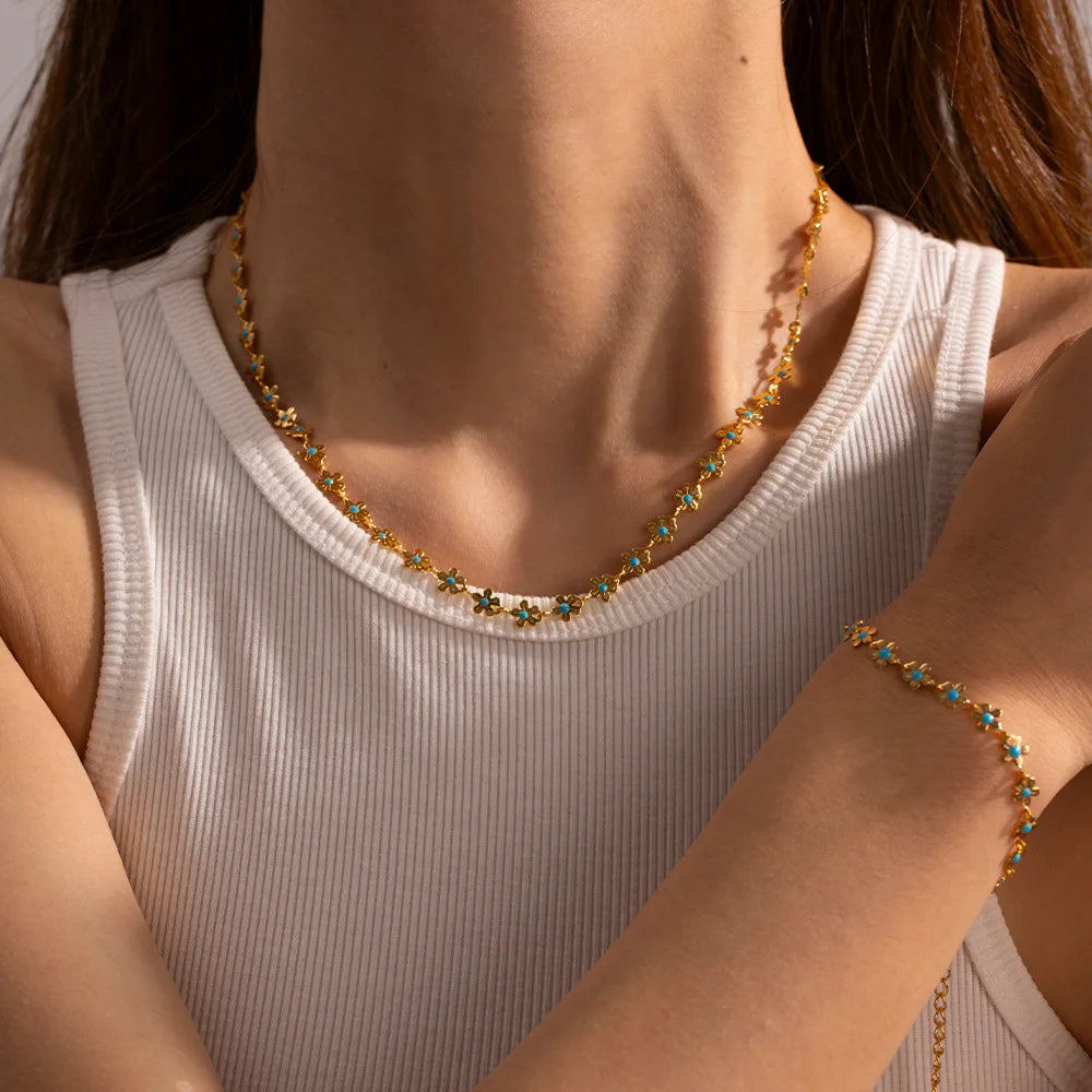 Fashionable Stainless Steel Choker Chain Trendy Gold-Plated Necklace for Women