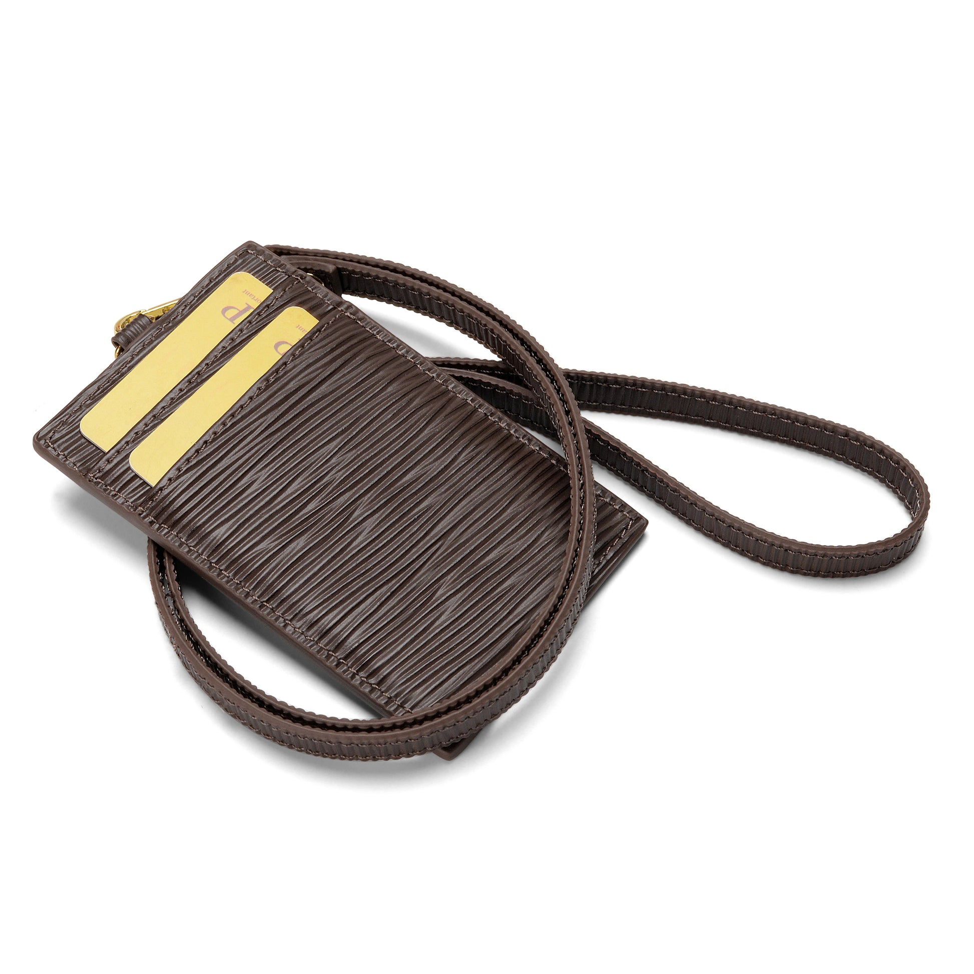 Custom PU Leather ID Card Holder Wallet Badge Case with Lanyard Transparent Work Business Card Holder