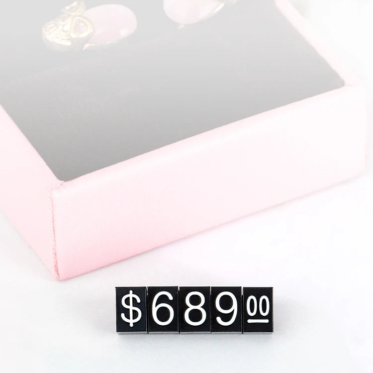 Yinliang Model 5-64-1 Custom Made White Cube Display Rack with Symbol and Black Numerals for Retail Shop Sale Price Display